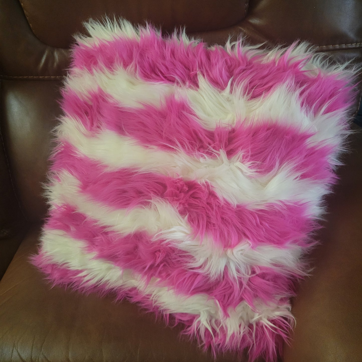 Pink and White Throw Pillow